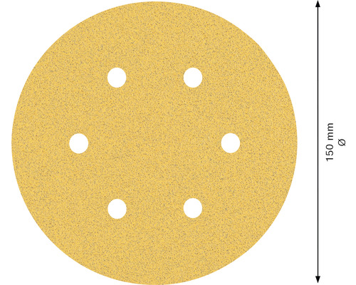 Schleifscheibe mit 150 Millimeter Durchmesser und sechs Löchern