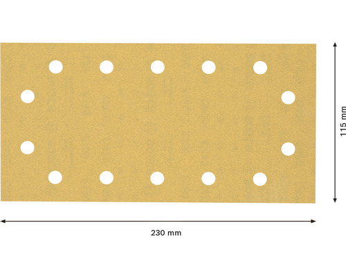 Papier abrasif avec trous, 230 mm x 115 mm
