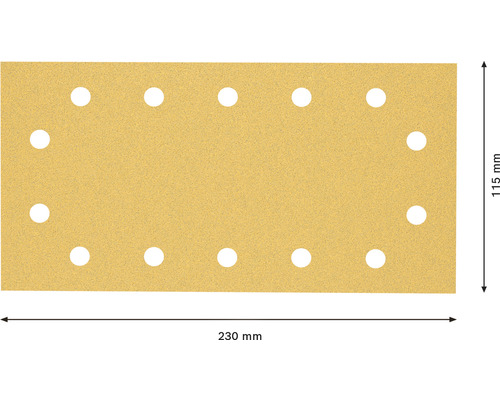 Feuille de papier abrasif perforée, 230 x 115 mm