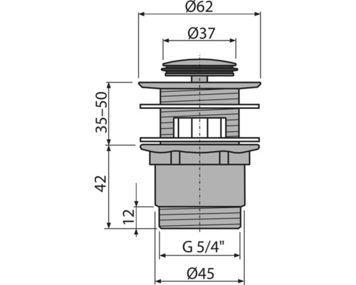 Dessin technique d''un bouchon de lavabo avec indications de taille