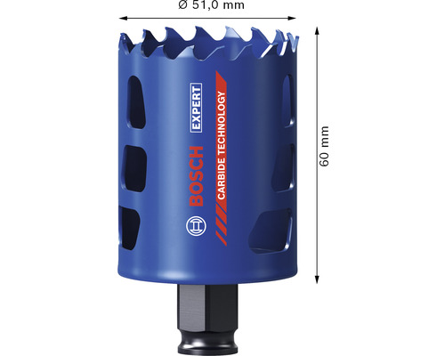 Lochsäge mit 51 Millimeter Durchmesser und 60 Millimeter Höhe