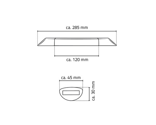 Technische Zeichnung einer Kabelbrücke mit Maßangaben