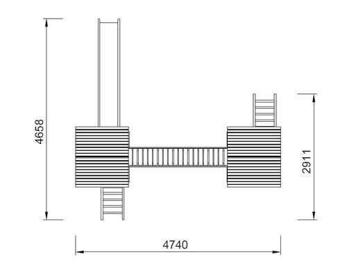 Zeichnung eines Spielturms mit Maßen