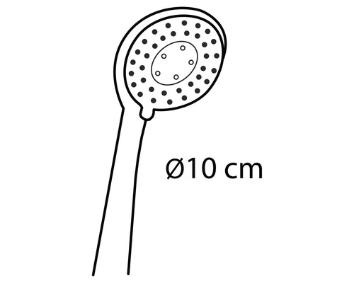 Douchette à main d''un diamètre de 10 cm.