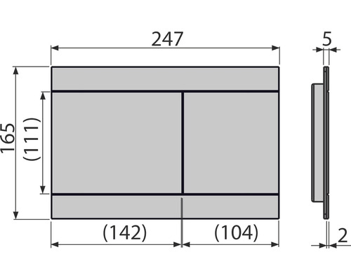 Dessin technique d''une plaque aux dimensions 247 x 165 x 5 millimètres
