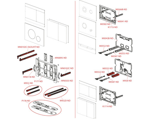 Schéma de montage d''un système de réservoir de chasse d''eau avec différents composants et éléments de fixation