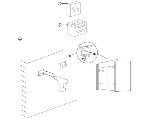 Instructions de montage pour un ensemble de meuble sous-lavabo de salle de bain avec armoire de toilette