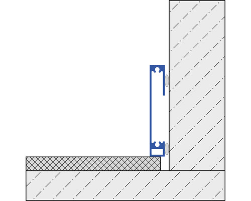 Plinthe installée sur mur et sol