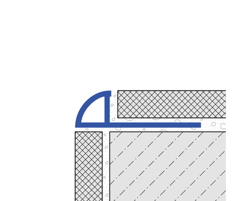 Représentation d''un profilé de carrelage en coupe transversale.