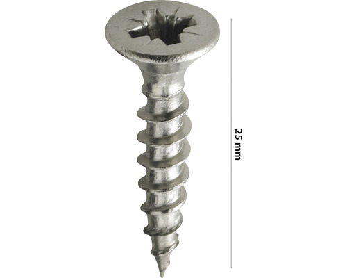 Eine 25 mm lange Kreuzschlitzschraube