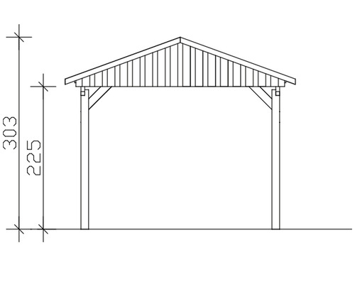 Schéma technique d''un carport avec indications de dimensions