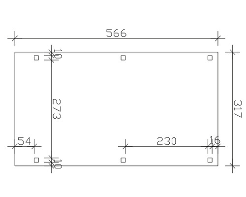 Dessin technique d''une plaque avec dimensions : longueur 566, largeur 317