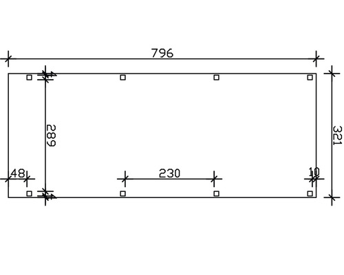 Dessin technique avec dimensions : longueur 796, hauteur 321, autres dimensions 289, 230, 48 et 10.