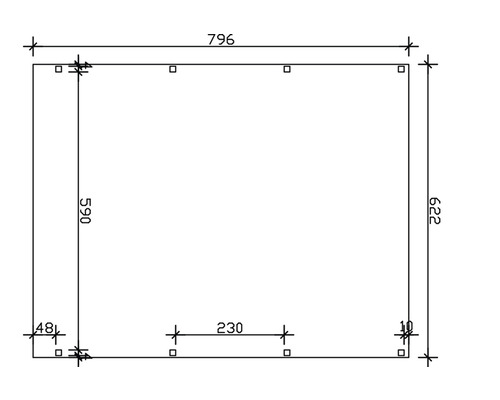 Technische Zeichnung mit Maßangaben.