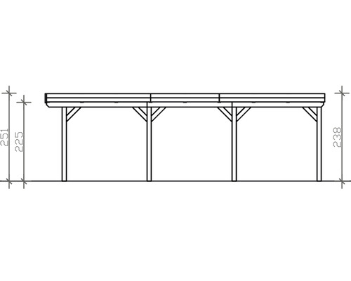Illustration d''un toit de terrasse en bois avec dimensions