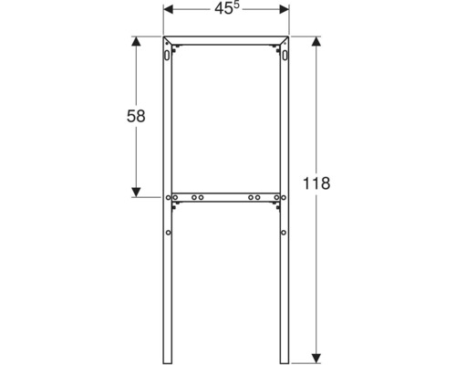 Dessin technique d''un cadre avec les dimensions 455, 58 et 118.