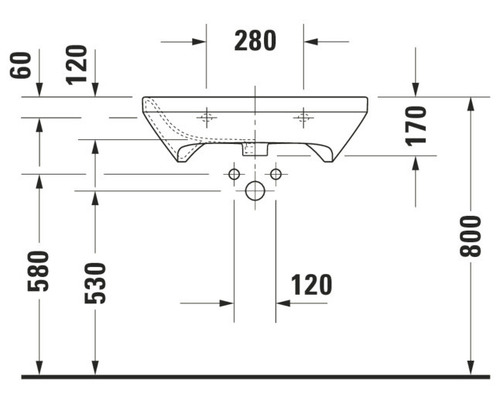 Dessin technique d''un lavabo avec dimensions
