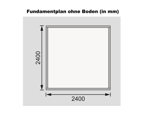 Grundriss ohne Boden, Maße 2400 mm