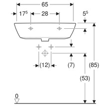 Dessin technique d''un lavabo avec des mesures.