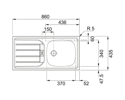 Dessin d''un évier avec dimensions