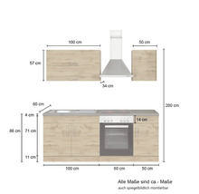 Cuisine complète avec appareils Held Möbel Sorrento 210 cm blanc mat démontée variante réversible 1001.6279