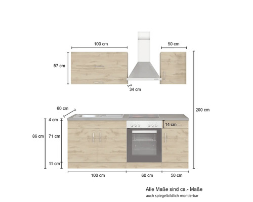 Cuisine équipée avec dimensions