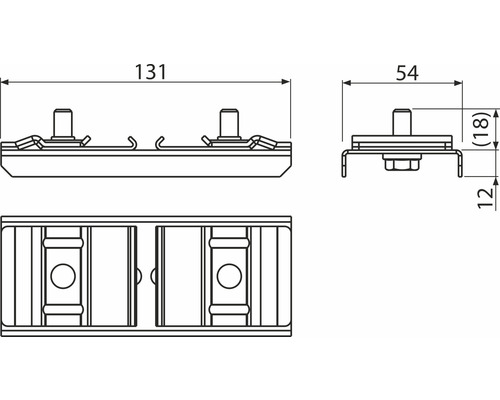 Technische Zeichnung eines Gerätefußes mit Maßangaben