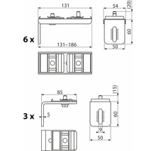 Dessin technique de pieds d''appareil avec indications de dimensions