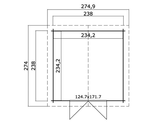 Plan d''un abri de jardin avec indications de dimensions