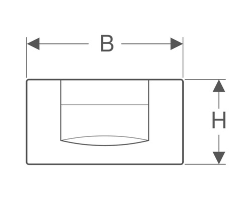 Dessin technique d''un objet rectangulaire avec des dimensions pour la largeur et la hauteur