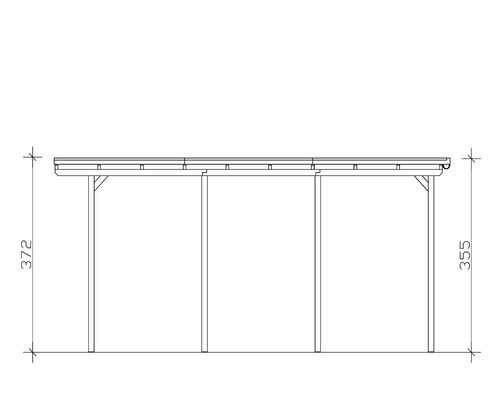 Skizze eines Carports mit Maßangaben