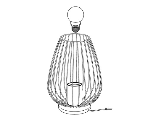 Lampe de table décorative avec abat-jour en forme de cage et ampoule
