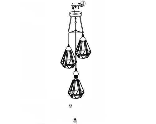 Suspension avec trois abat-jour au design géométrique