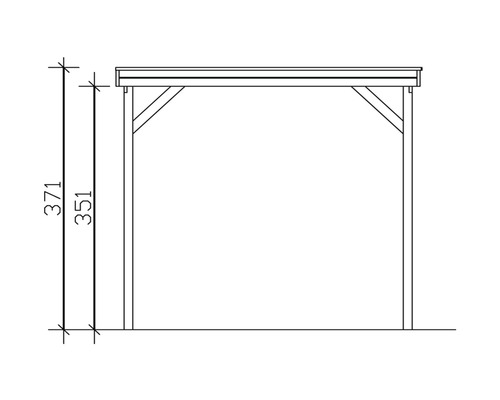 Schéma technique d''une pergola en bois avec indication des hauteurs
