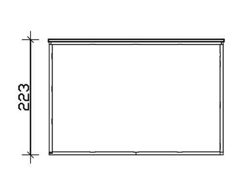 Dessin technique d''un meuble avec indication de la hauteur 223
