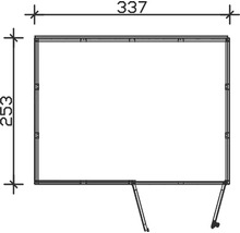 Dessin technique d''un auvent de dimensions 337 sur 253 centimètres