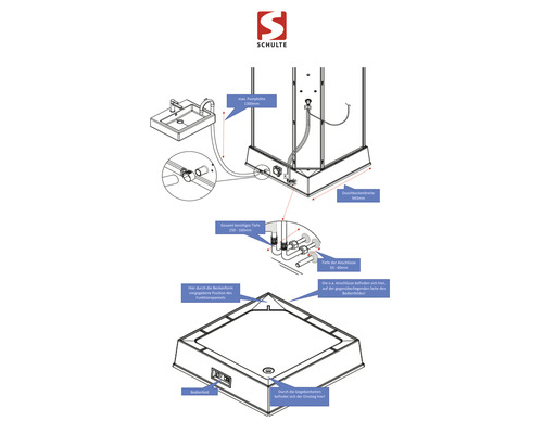 Schulte Duschkabine Maßskizze