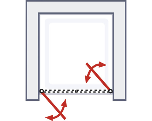 Illustration d'une paroi de douche pivotante