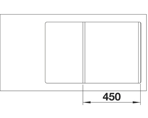 Dessin d''un lavabo avec indication de taille 450