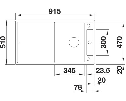 Schéma technique d''un évier avec dimensions