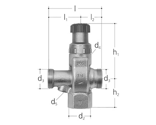 Vanne JRG avec indications de dimensions