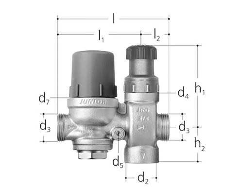 Dessin technique d''un robinet de radiateur avec cotation