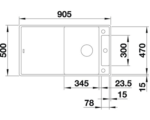 Dessin technique d''un évier de cuisine avec dimensions