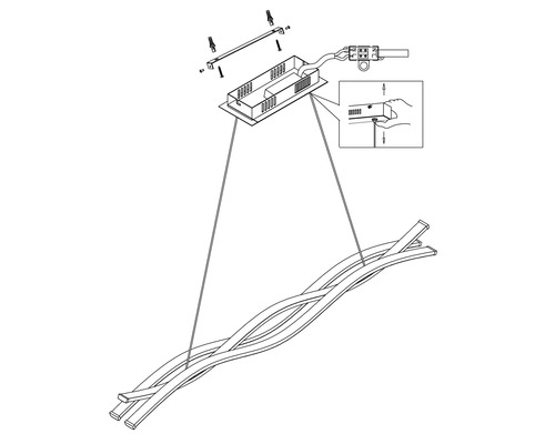 Zeichnung einer Deckenleuchte mit Montageanleitung