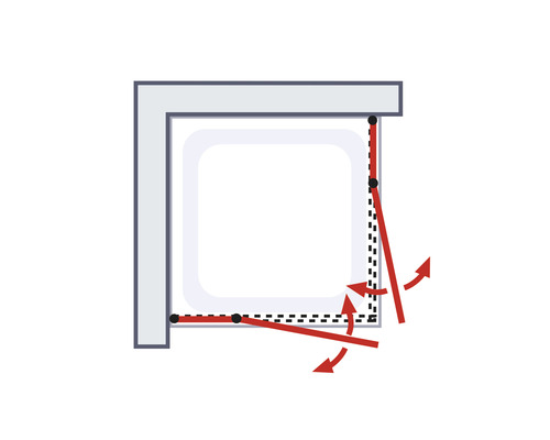 Illustration d''une porte de cabine de douche avec mécanisme pivotant