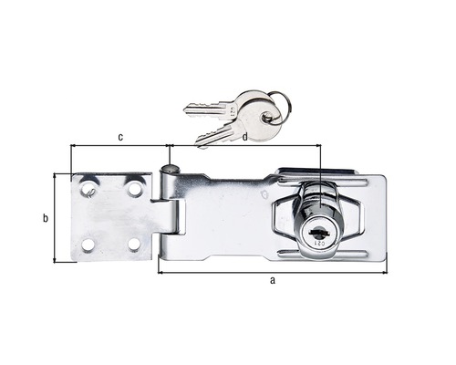 Loquet avec clé et indications de mesure