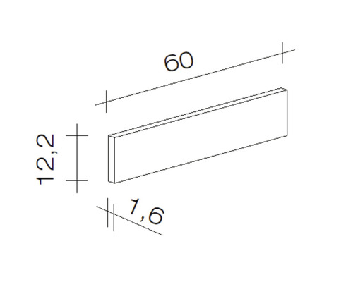 Technische Zeichnung eines Bauelements mit den Maßen 60, 12,2 und 1,6 Einheiten