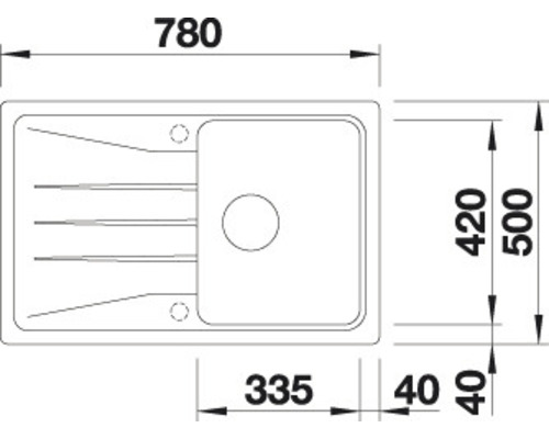 Schéma d''un évier avec des dimensions