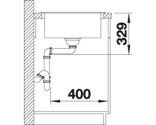 Schéma technique d''un évier avec dimensions