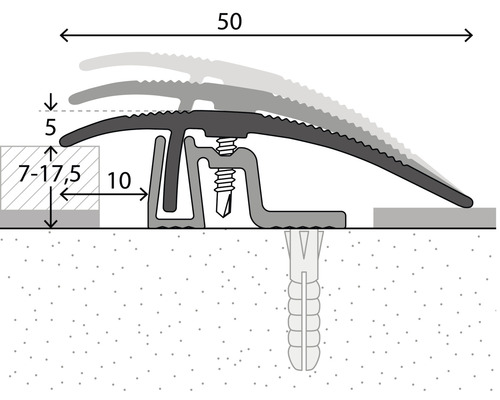 Schéma technique d''un profilé de transition avec dimensions.